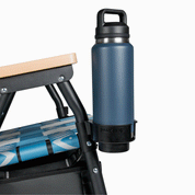 A Rotating Gif showing the different levels of functionality of the voyager outdoor chair cupholder.